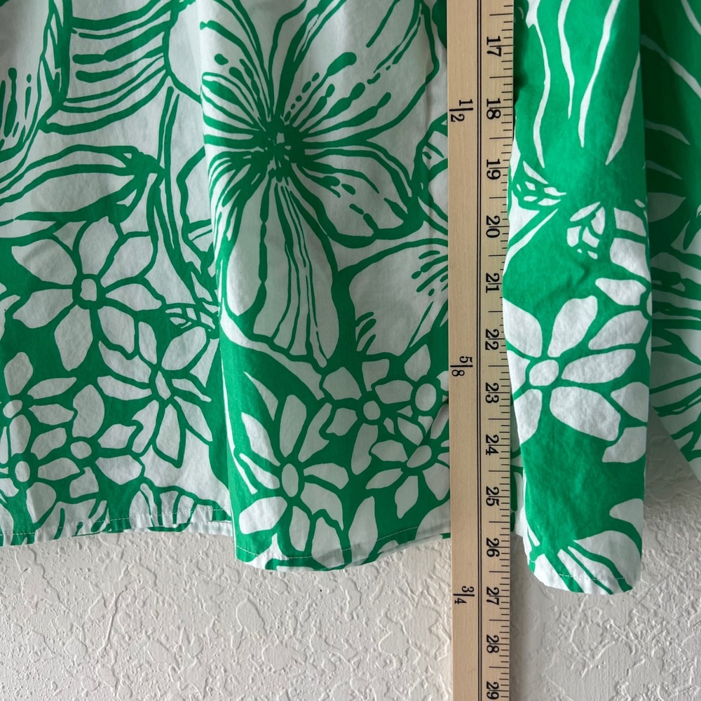 Lilly Pulitzer Camryn Tunic Green White Floral Blouse XL Long Sleeve - Picture 6 of 8